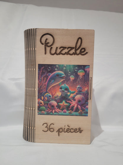 Puzzle en bois 36 pièces avec boite de rangement