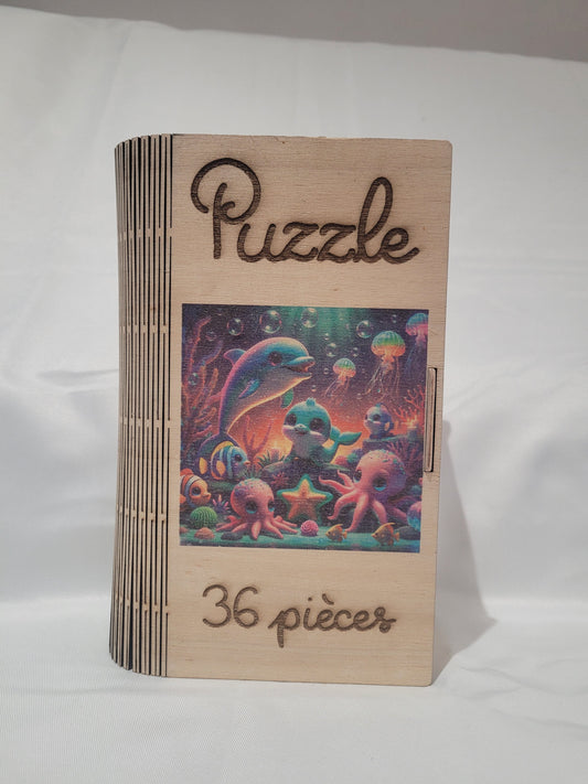 Puzzle en bois 36 pièces avec boite de rangement
